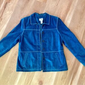 L.L. Bean Women's Blue Suede Jacket teal turquoise
